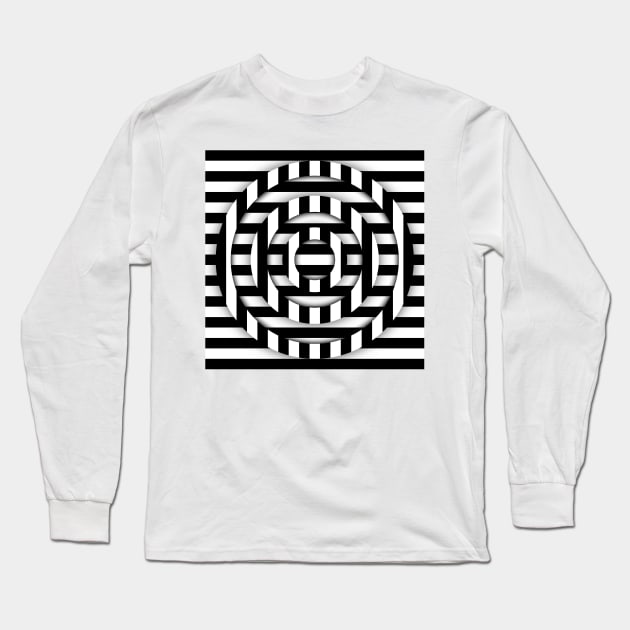 Optical Illusion II Black and White Long Sleeve T-Shirt by k10artzone